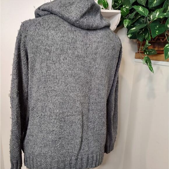 Burton Knit Hooded Zip Up Sweater Jacket In Gray Size Medium - Picture 3 of 7